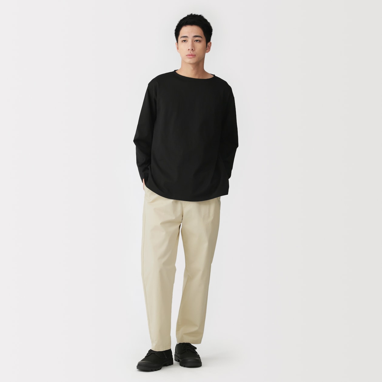 紳士　洗いざらしコットンイージーパンツ