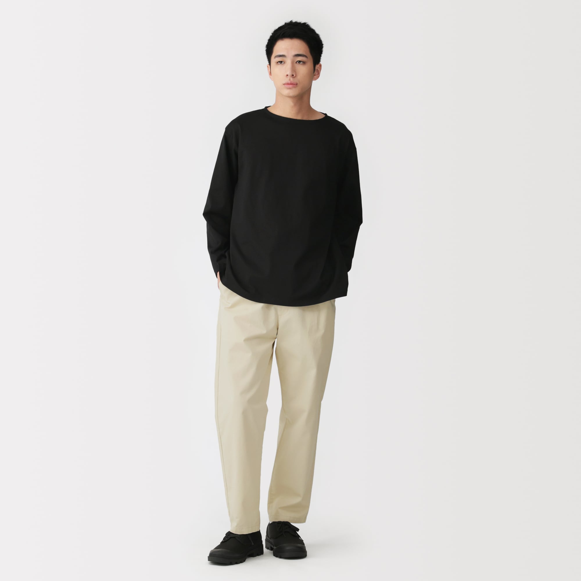 紳士　洗いざらしコットンイージーパンツ