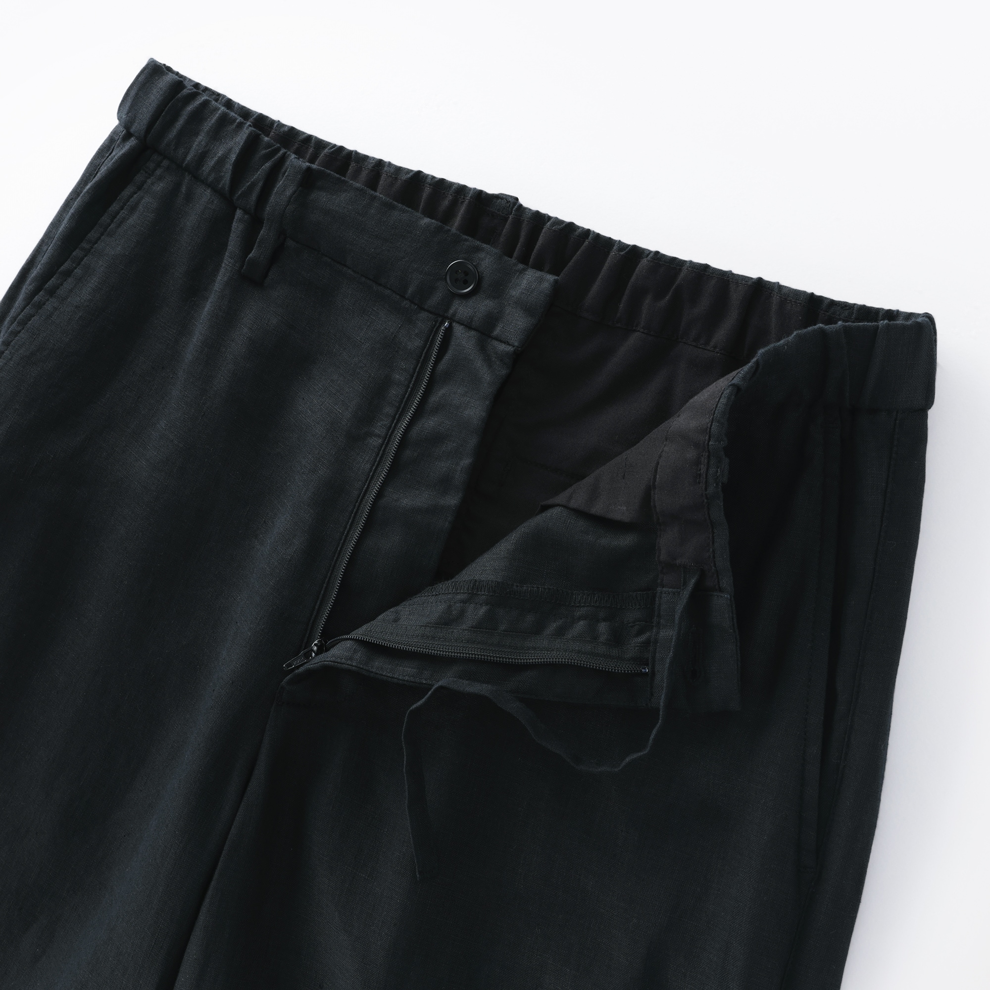 紳士　リネン洗いざらしテーパードパンツ