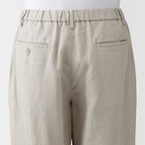 紳士　リネン洗いざらしテーパードパンツ