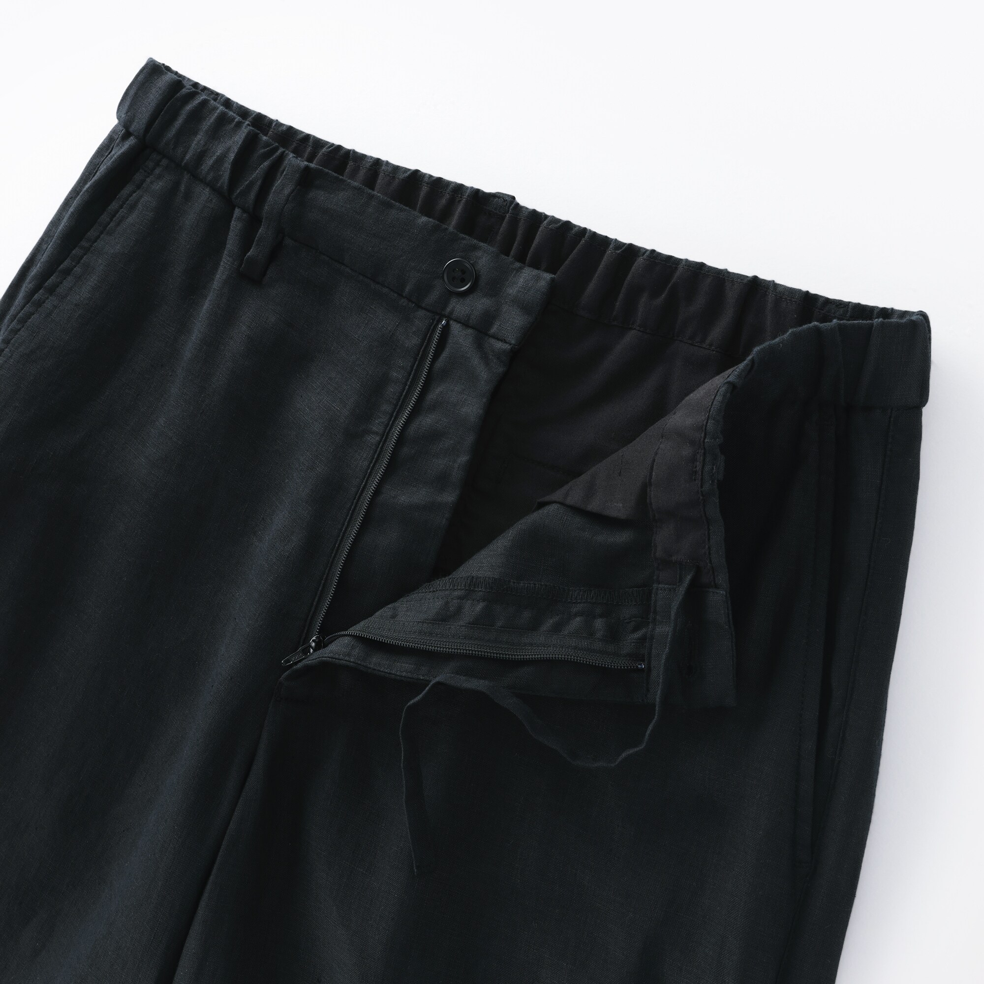 紳士　リネン洗いざらしテーパードパンツ