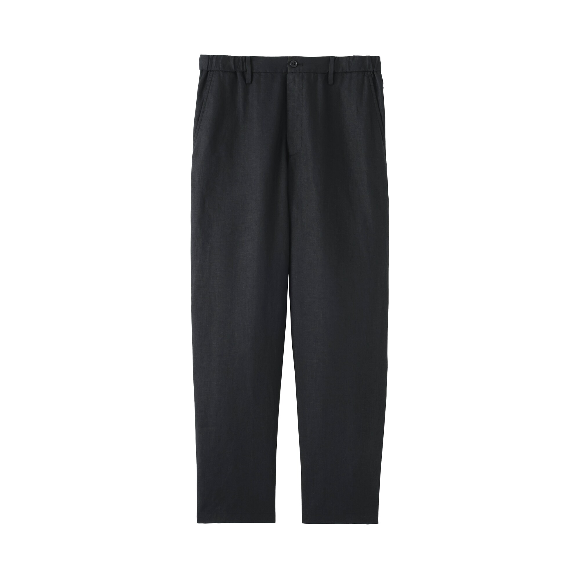 紳士　リネン洗いざらしテーパードパンツ