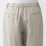 紳士　リネン洗いざらしテーパードパンツ