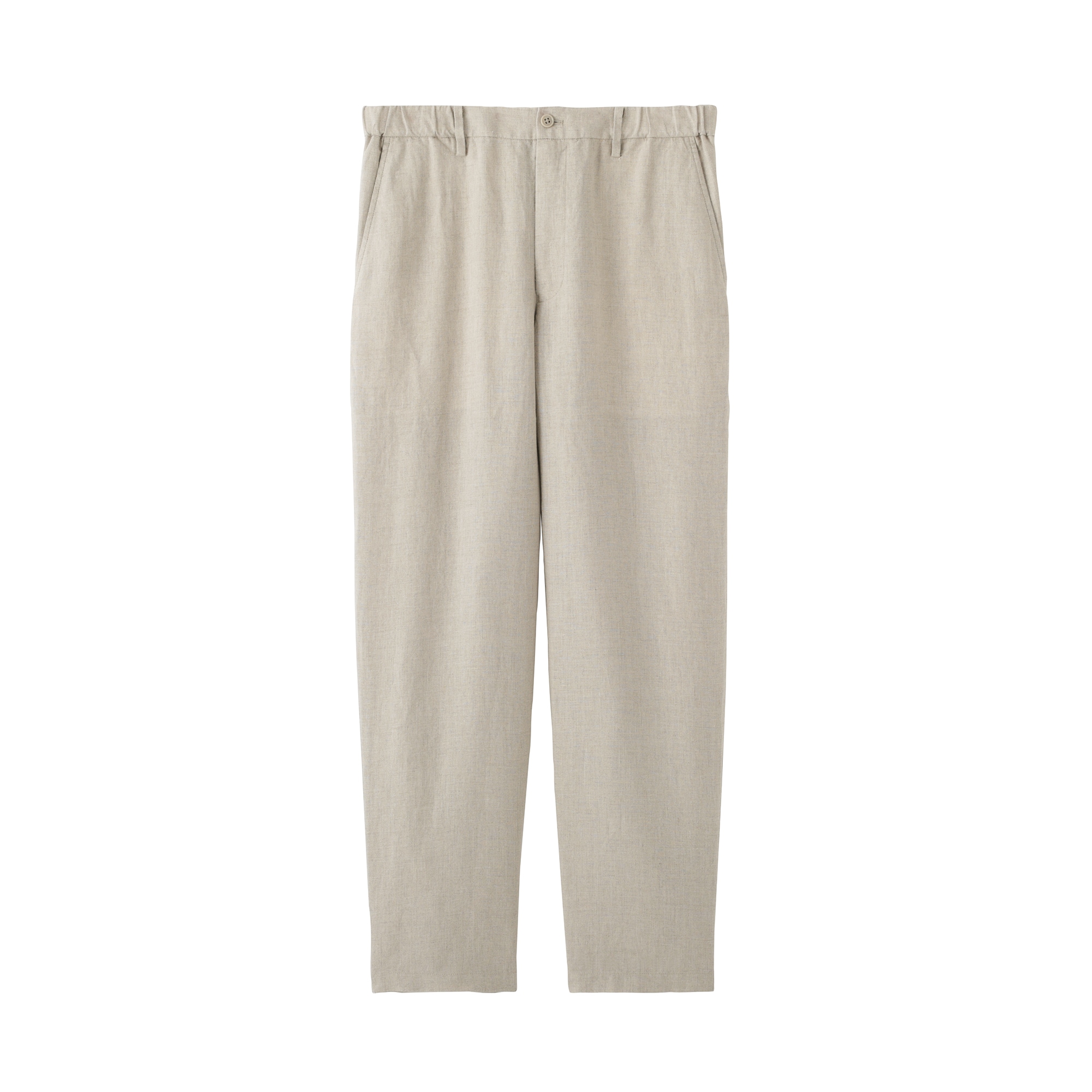 紳士　リネン洗いざらしテーパードパンツ