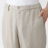 紳士　リネン洗いざらしテーパードパンツ
