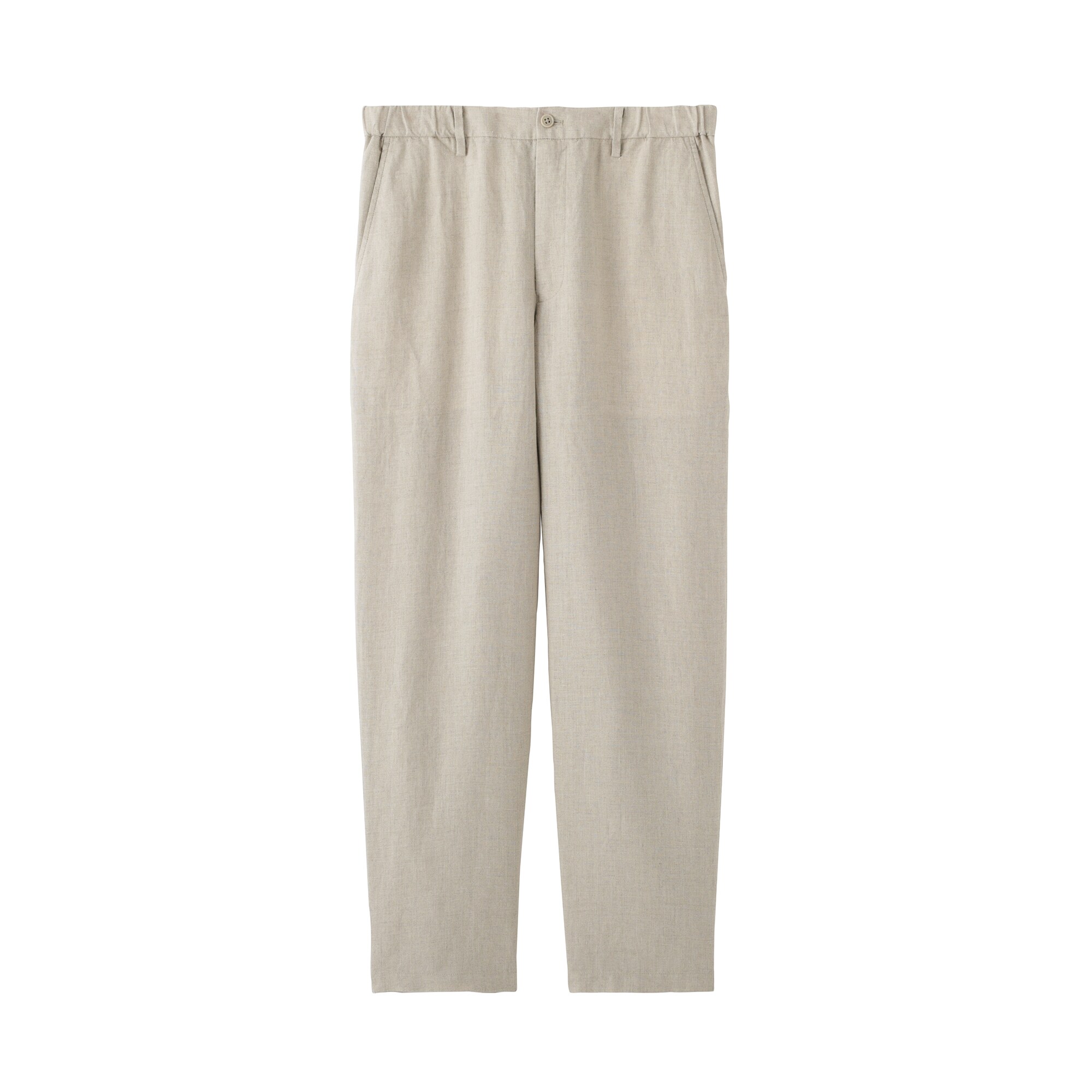 紳士　リネン洗いざらしテーパードパンツ