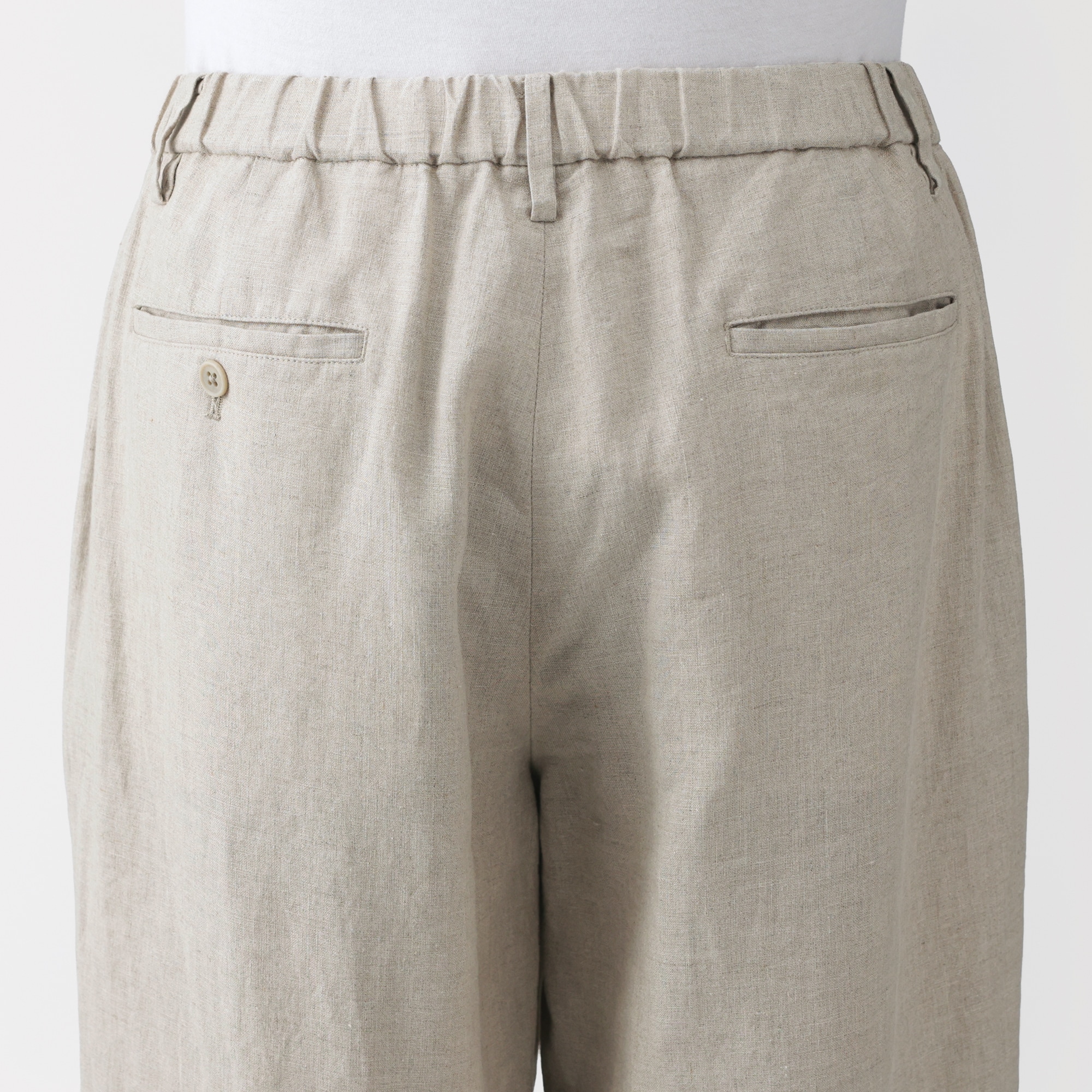 紳士　リネン洗いざらしテーパードパンツ