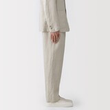 紳士　リネン洗いざらしテーパードパンツ