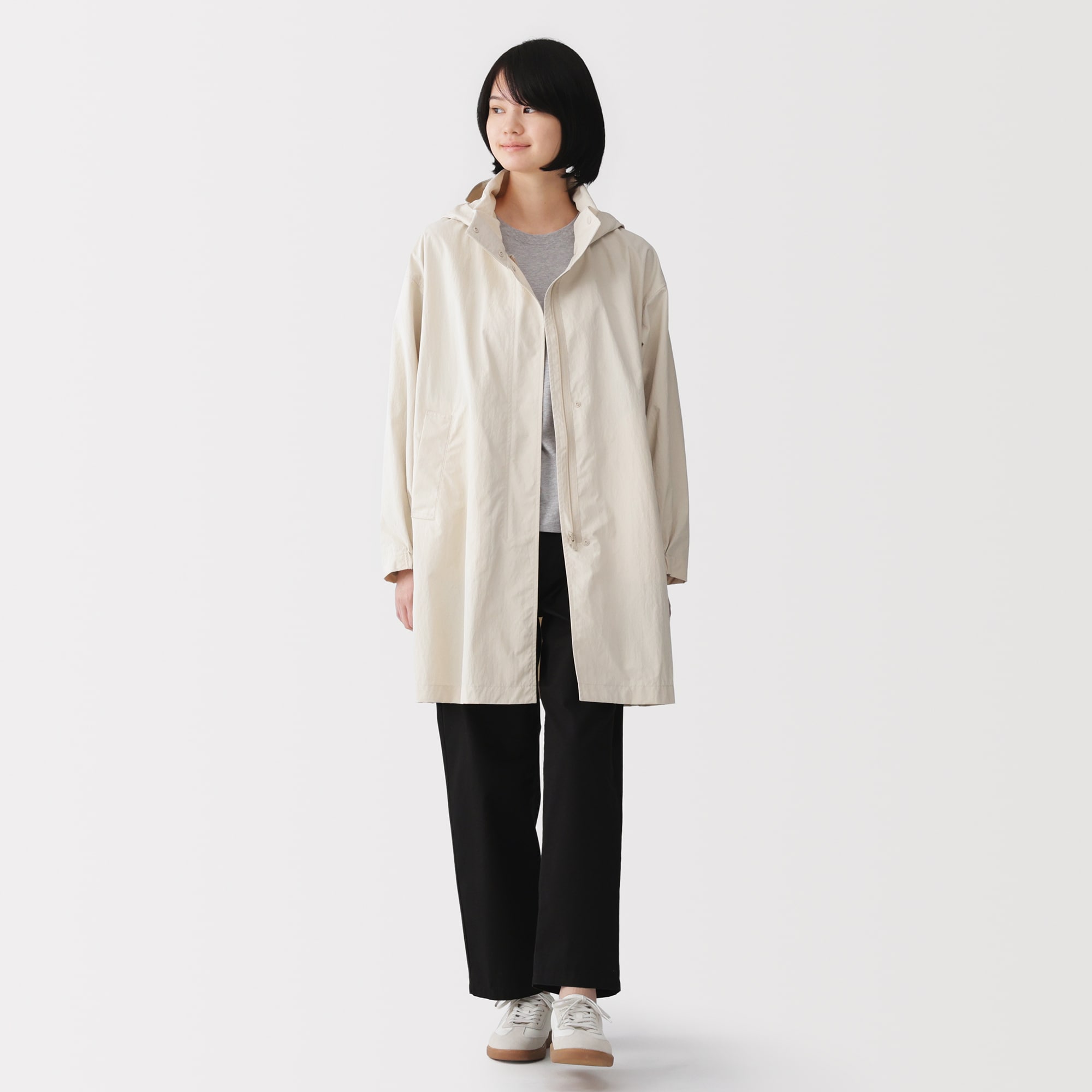 婦人 撥水UVカットフードがしまえるロングコート | 無印良品