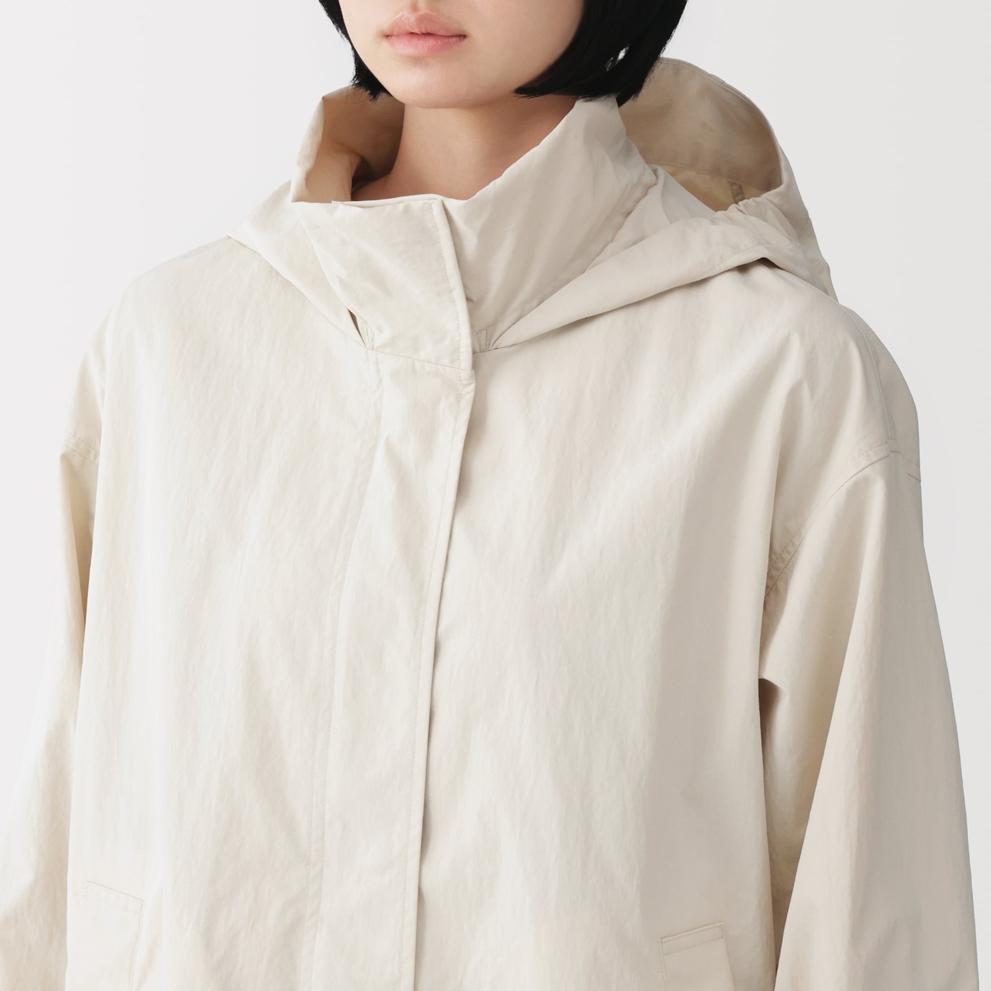 婦人 撥水UVカットフードがしまえるロングコート | 無印良品