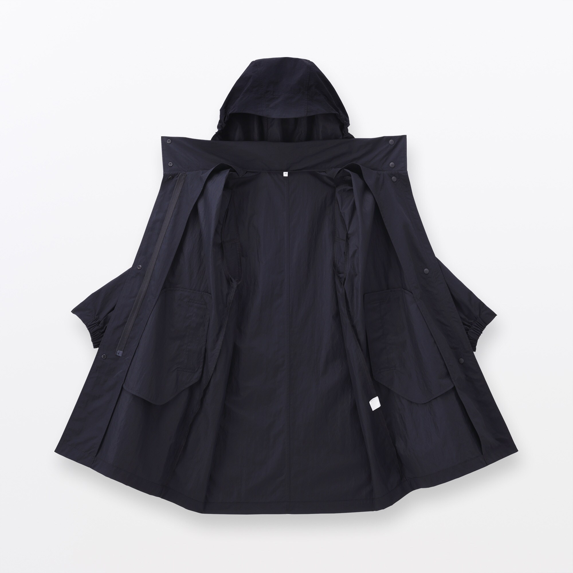 【新品】無印良品 撥水ＵＶカットフードがしまえるロングコート ダークネイビー S 婦人 撥水UVカットフードがしまえるロングコート | 無印良品
