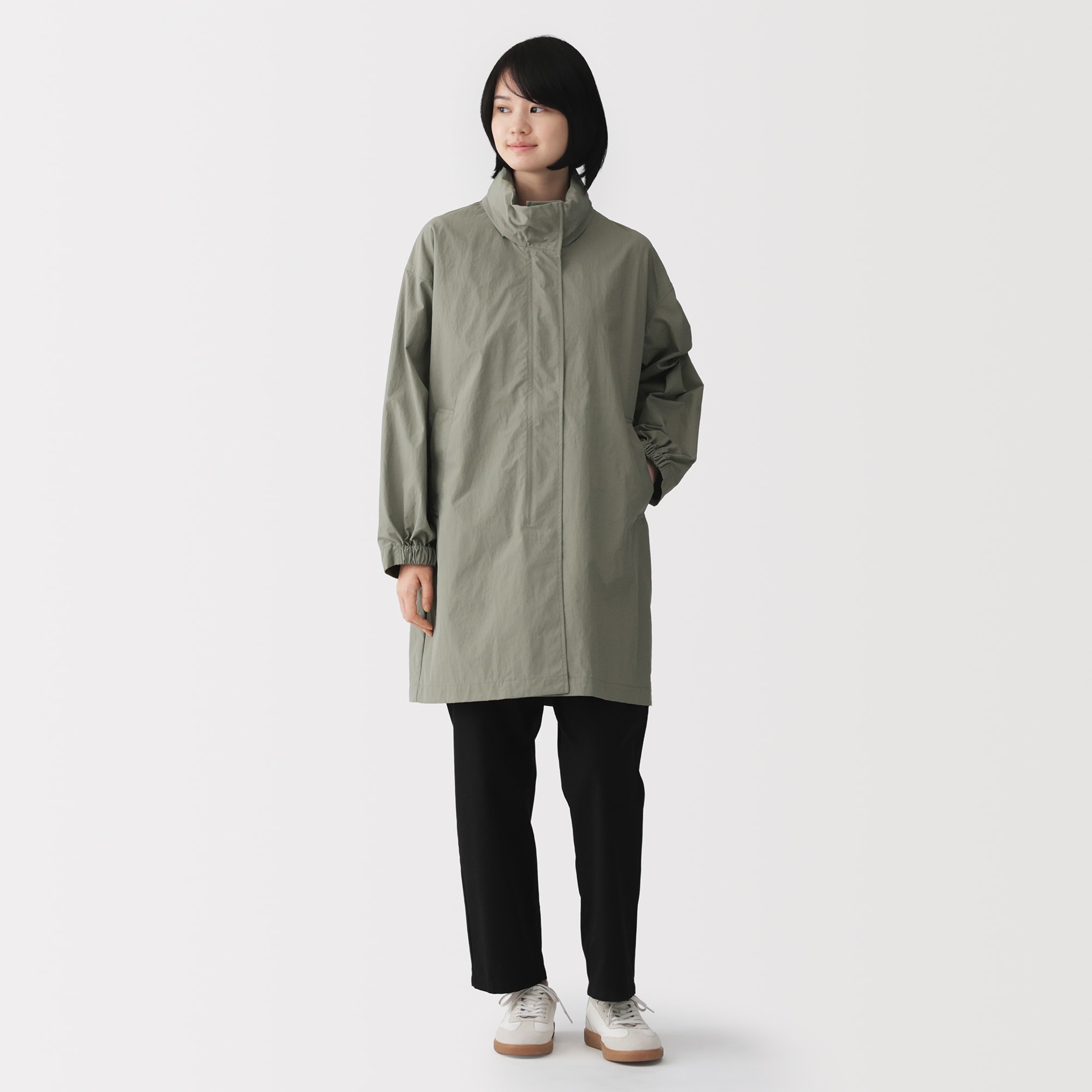 婦人　撥水ＵＶカットフードがしまえるロングコート