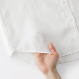 婦人　リネン　洗いざらし　レギュラーカラー長袖シャツ