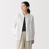 婦人　リネン　洗いざらし　レギュラーカラー長袖シャツ