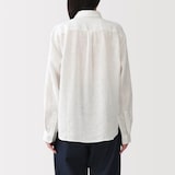 婦人　リネン　洗いざらし　レギュラーカラー長袖シャツ