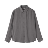 婦人　リネン　洗いざらし　レギュラーカラー長袖シャツ