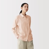 婦人　リネン　洗いざらし　レギュラーカラー長袖シャツ