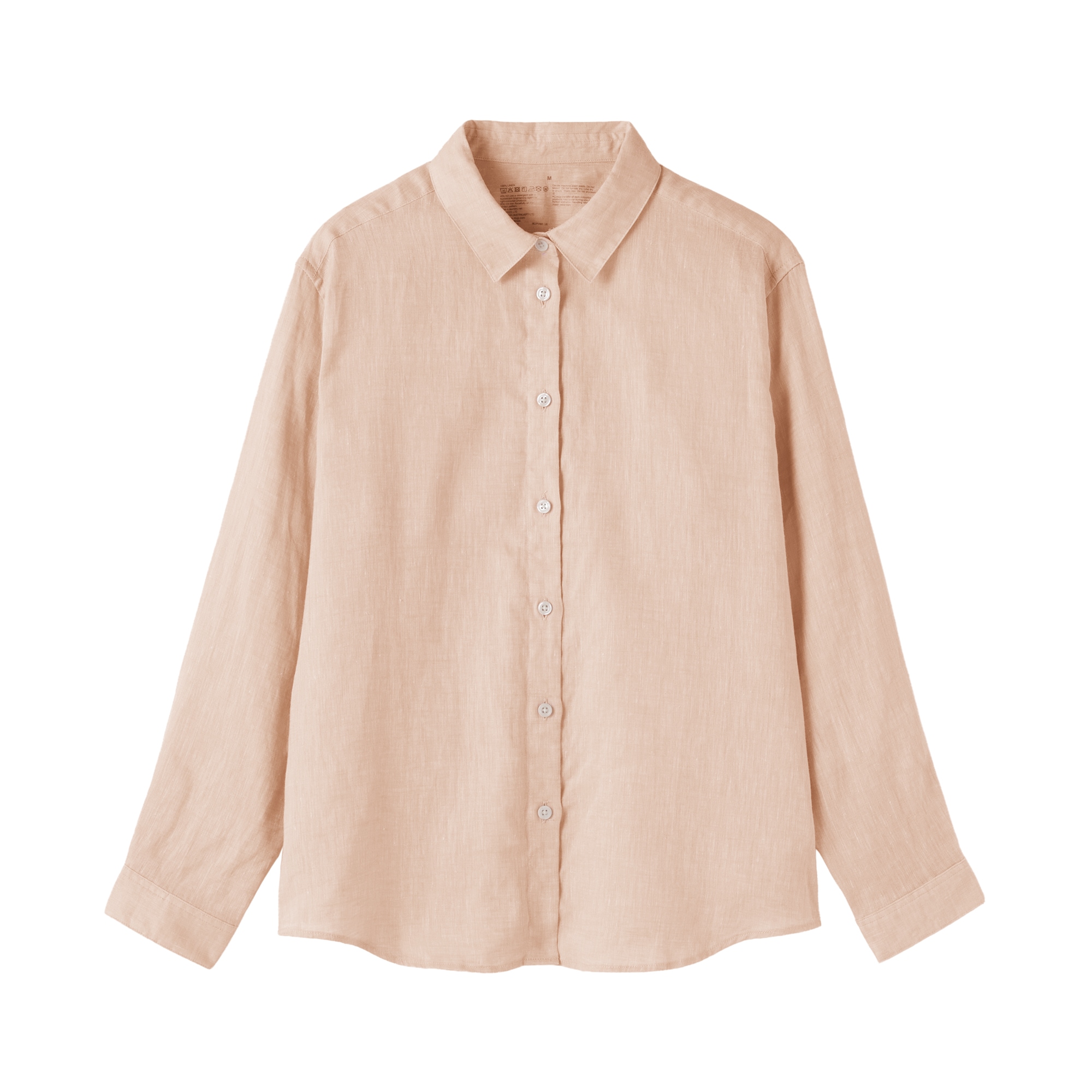 婦人　リネン　洗いざらし　レギュラーカラー長袖シャツ