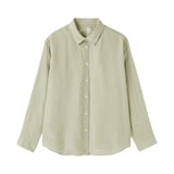 婦人　リネン　洗いざらし　レギュラーカラー長袖シャツ