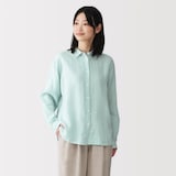 婦人　リネン　洗いざらし　レギュラーカラー長袖シャツ