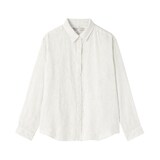婦人　リネン　洗いざらし　レギュラーカラー長袖シャツ