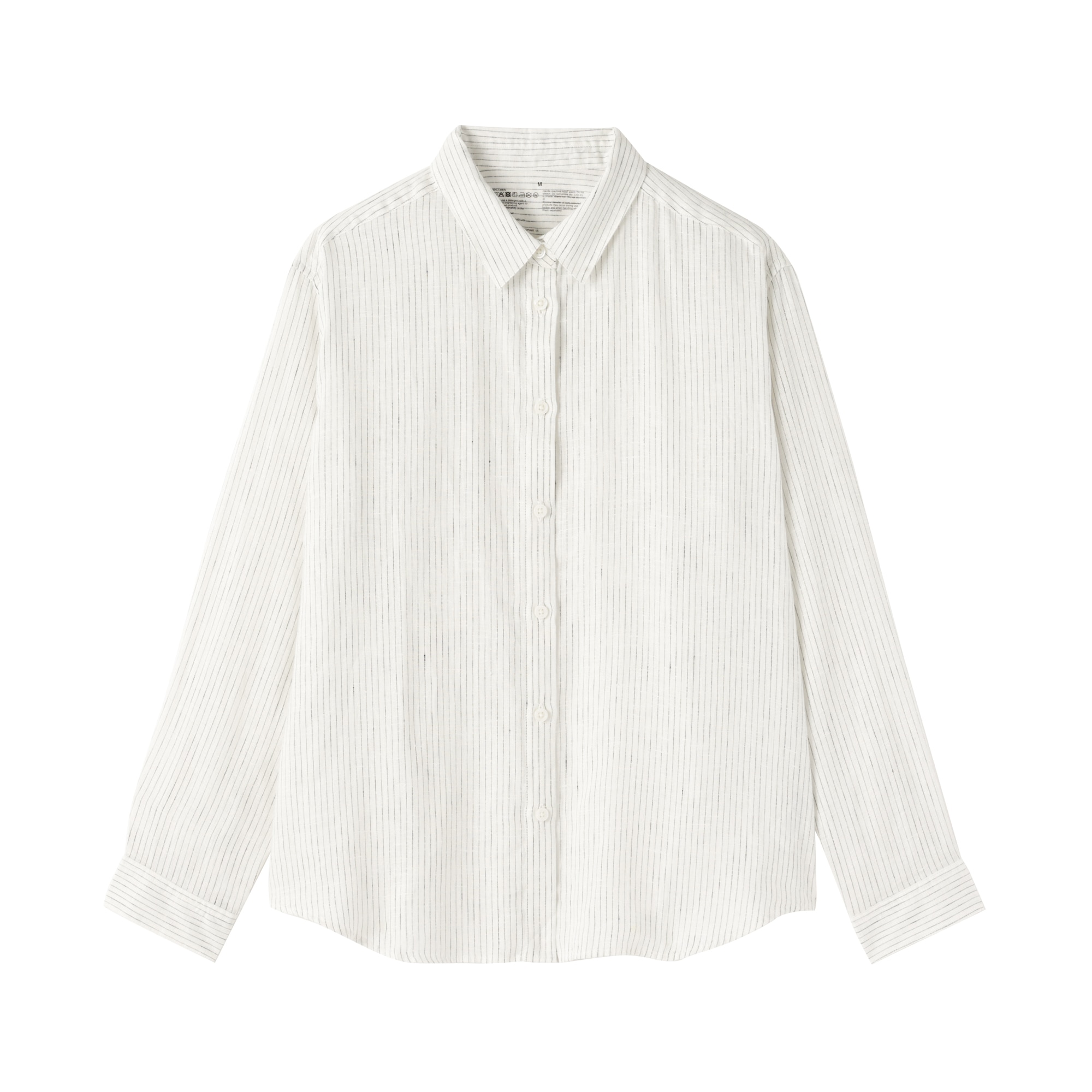 婦人　リネン　洗いざらし　レギュラーカラー長袖シャツ