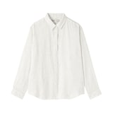 婦人　リネン　洗いざらし　レギュラーカラー長袖シャツ