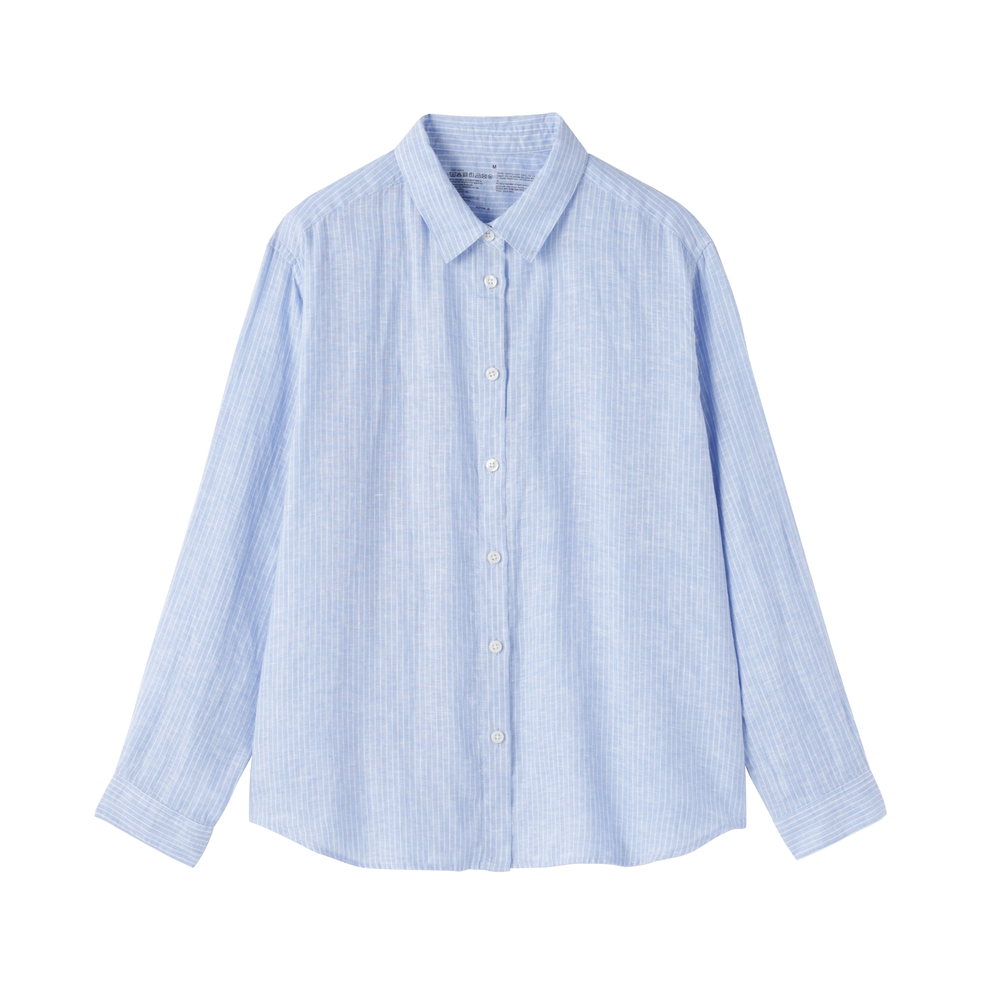 婦人　リネン　洗いざらし　レギュラーカラー長袖シャツ