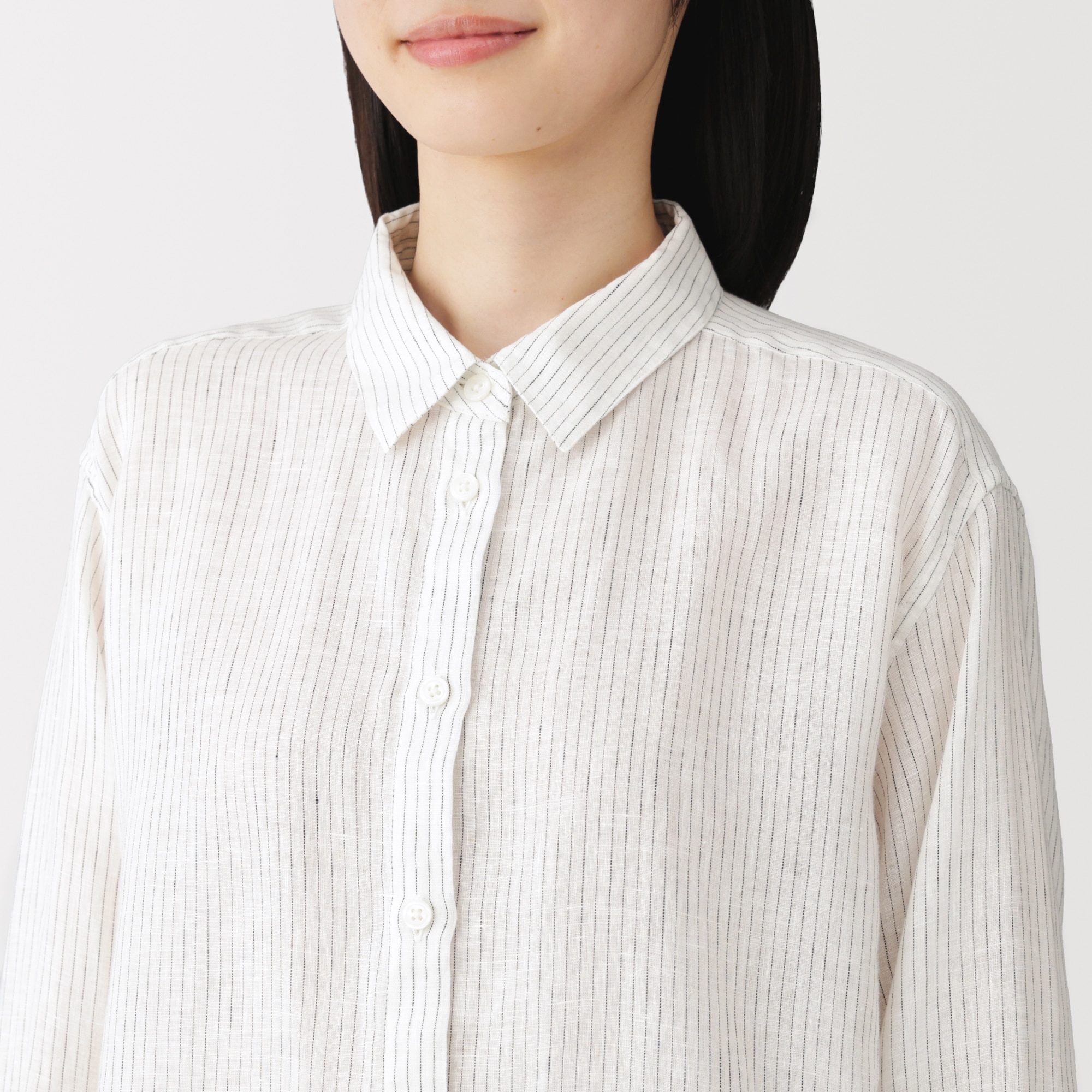 婦人 リネン 洗いざらし レギュラーカラー長袖シャツ | 無印良品