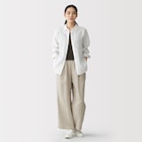 婦人　リネン　洗いざらし　レギュラーカラー長袖シャツ