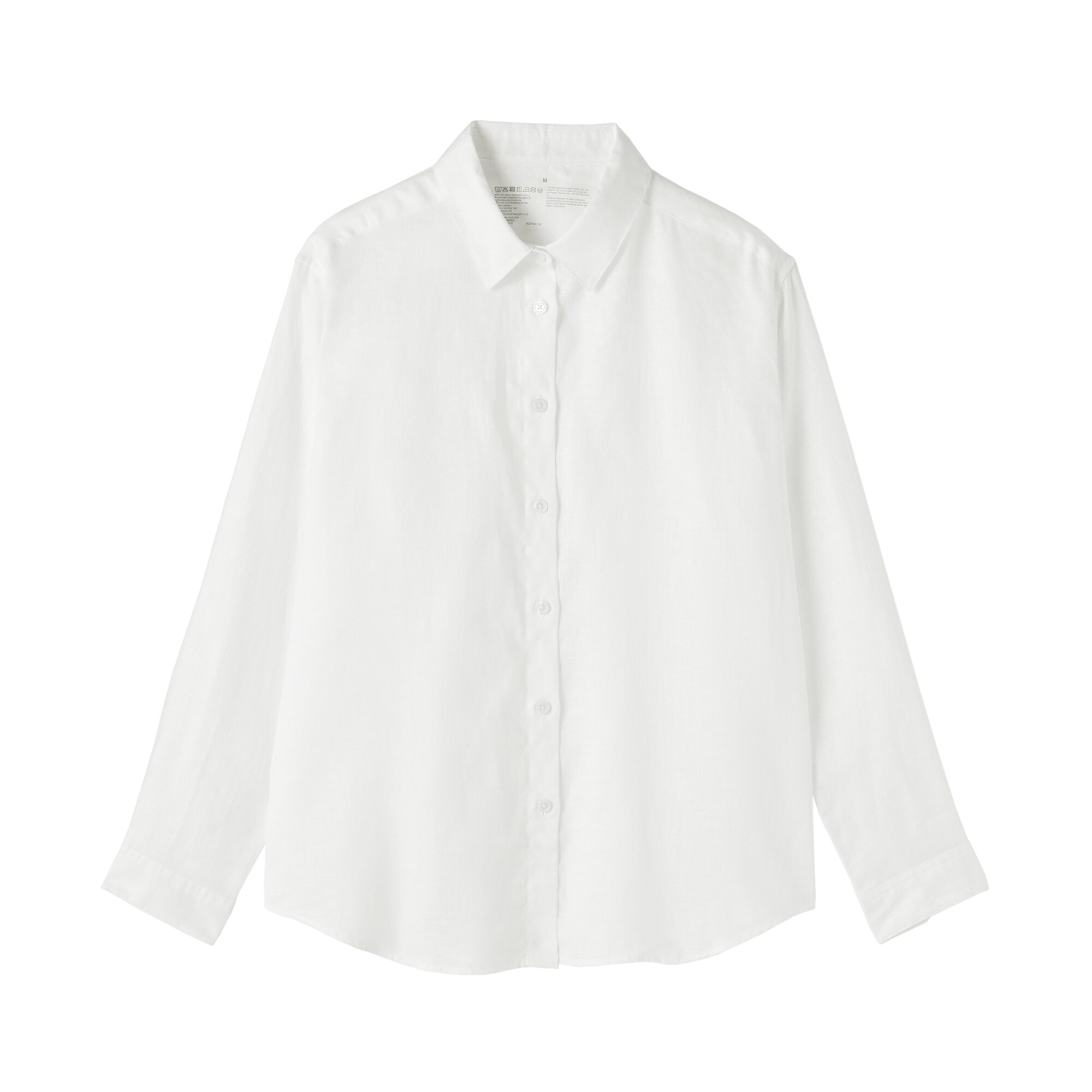 婦人　リネン　洗いざらし　レギュラーカラー長袖シャツ