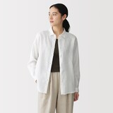 婦人　リネン　洗いざらし　レギュラーカラー長袖シャツ