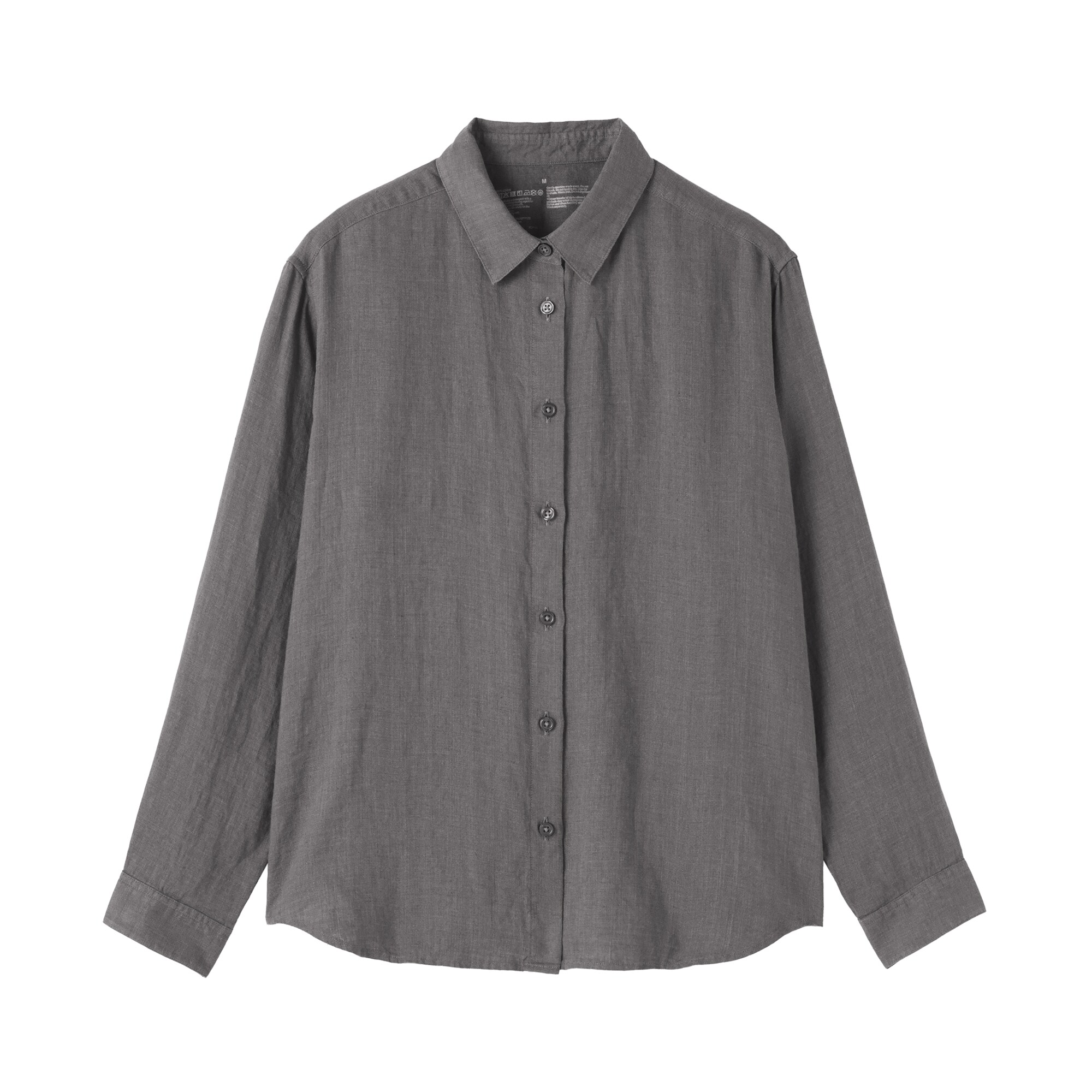 婦人　リネン　洗いざらし　レギュラーカラー長袖シャツ