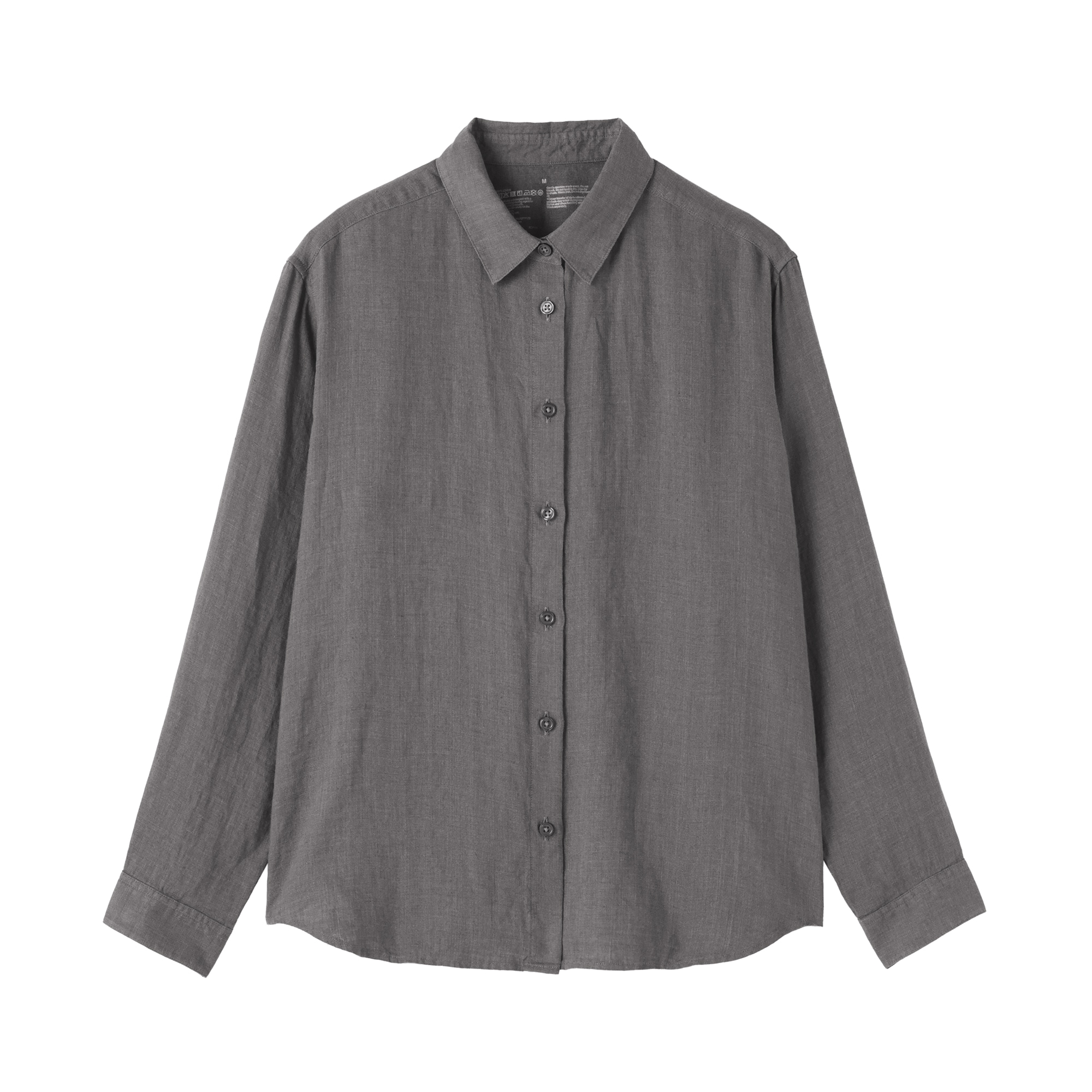 婦人　リネン　洗いざらし　レギュラーカラー長袖シャツ