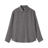 婦人　リネン　洗いざらし　レギュラーカラー長袖シャツ