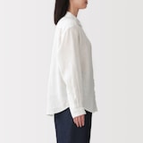 婦人　リネン　洗いざらし　レギュラーカラー長袖シャツ