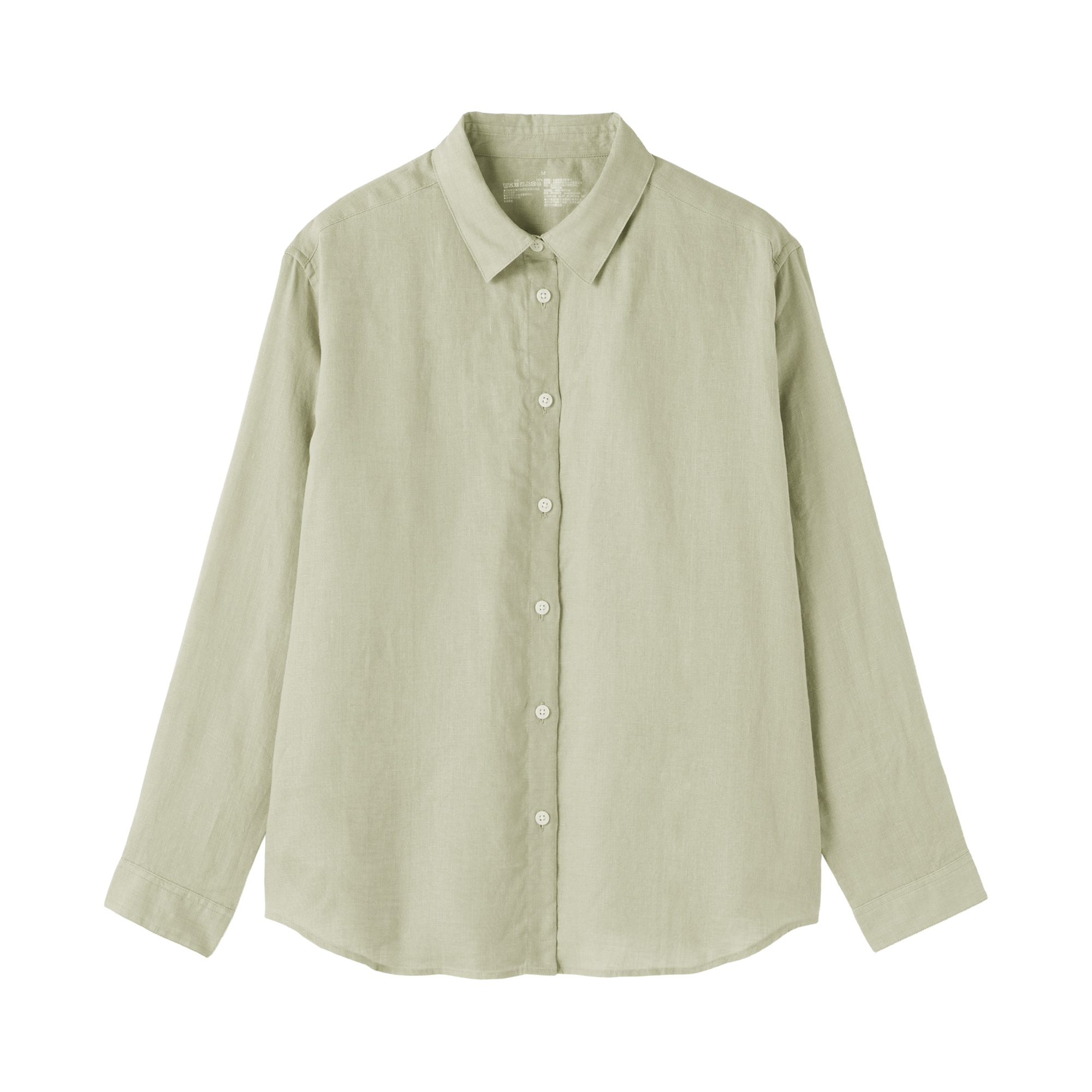 婦人　リネン　洗いざらし　レギュラーカラー長袖シャツ