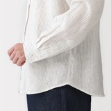 婦人　リネン　洗いざらし　レギュラーカラー長袖シャツ