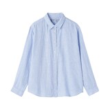 婦人　リネン　洗いざらし　レギュラーカラー長袖シャツ