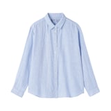 婦人　リネン　洗いざらし　レギュラーカラー長袖シャツ