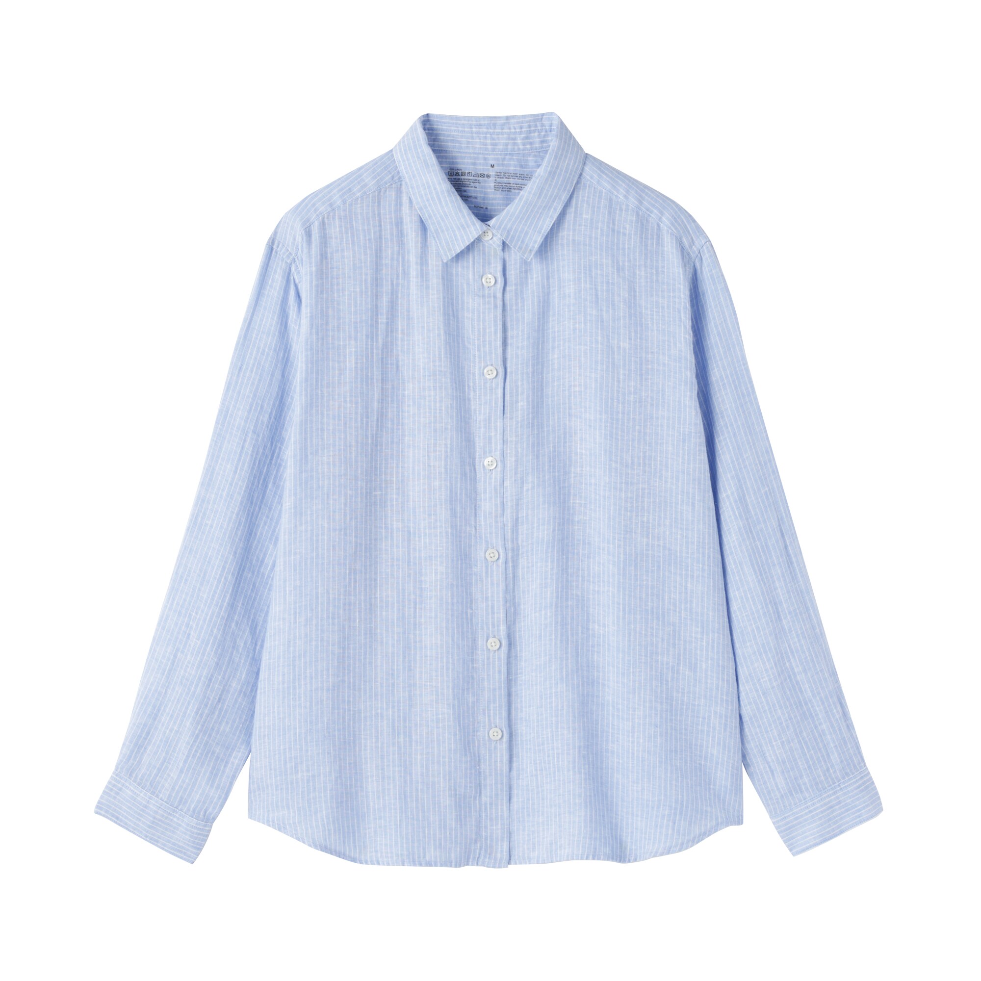 婦人　リネン　洗いざらし　レギュラーカラー長袖シャツ