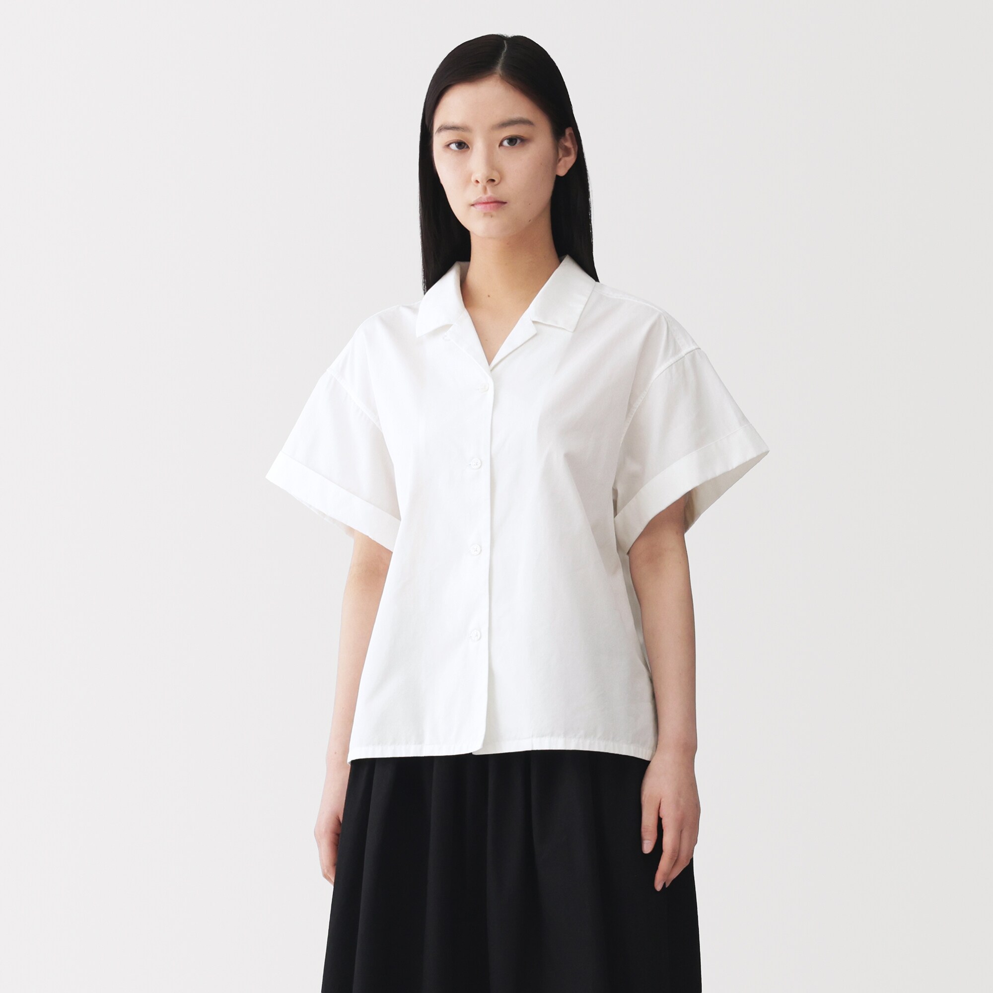 婦人　ポプリン半袖シャツ