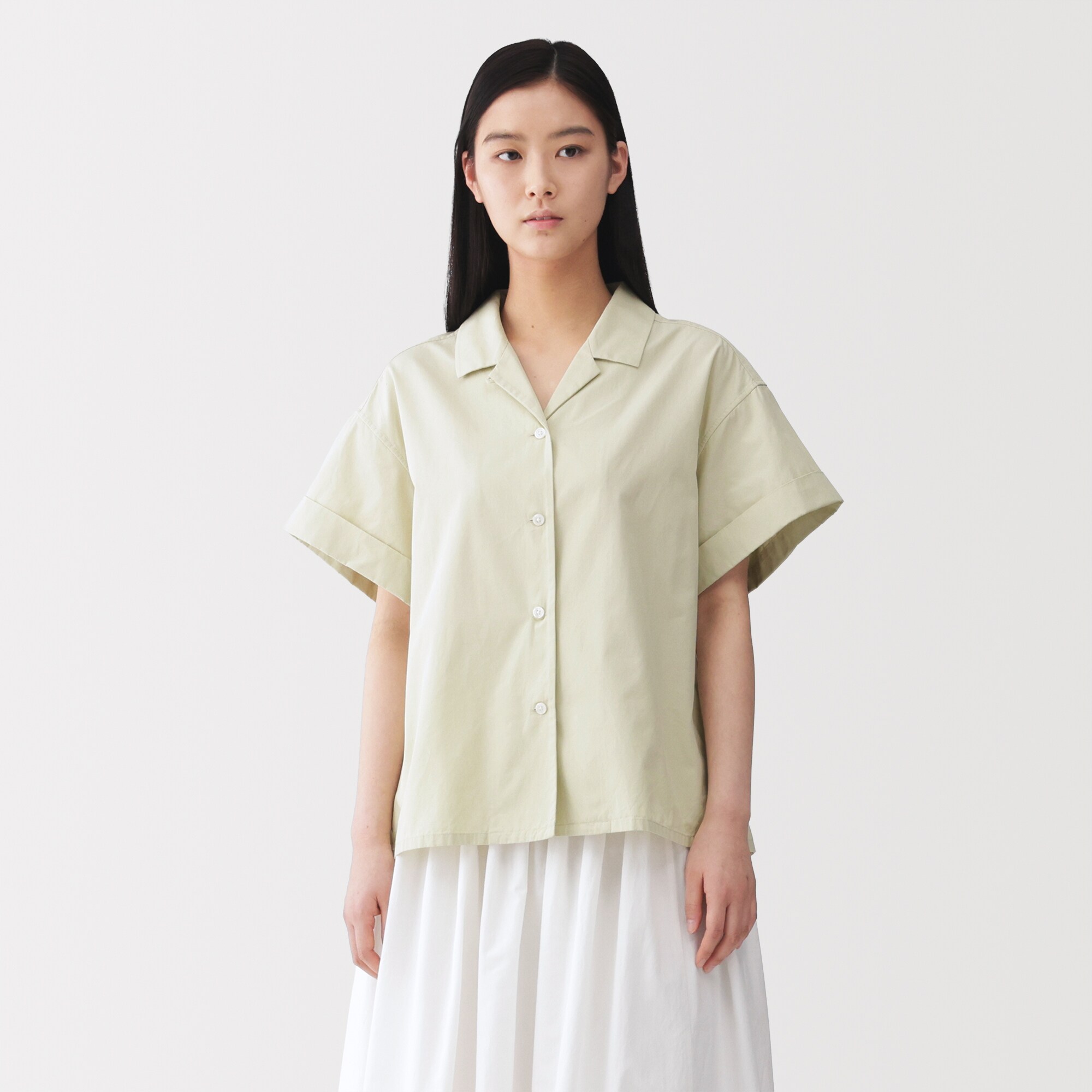 婦人　ポプリン半袖シャツ