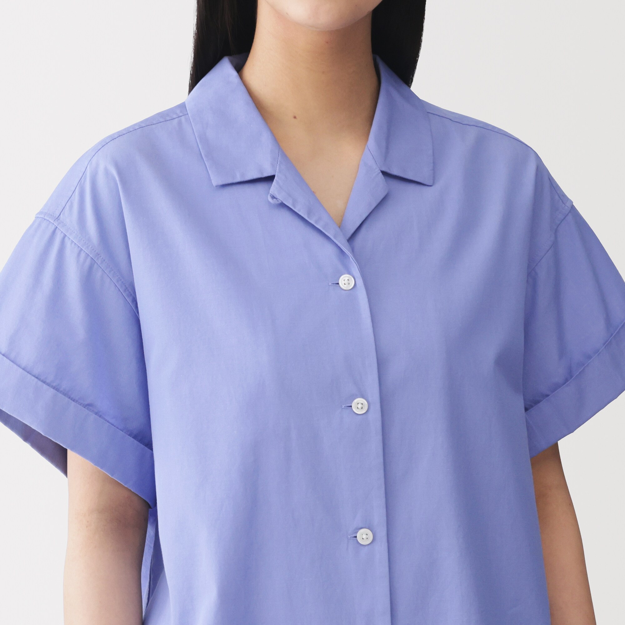 婦人　ポプリン半袖シャツ
