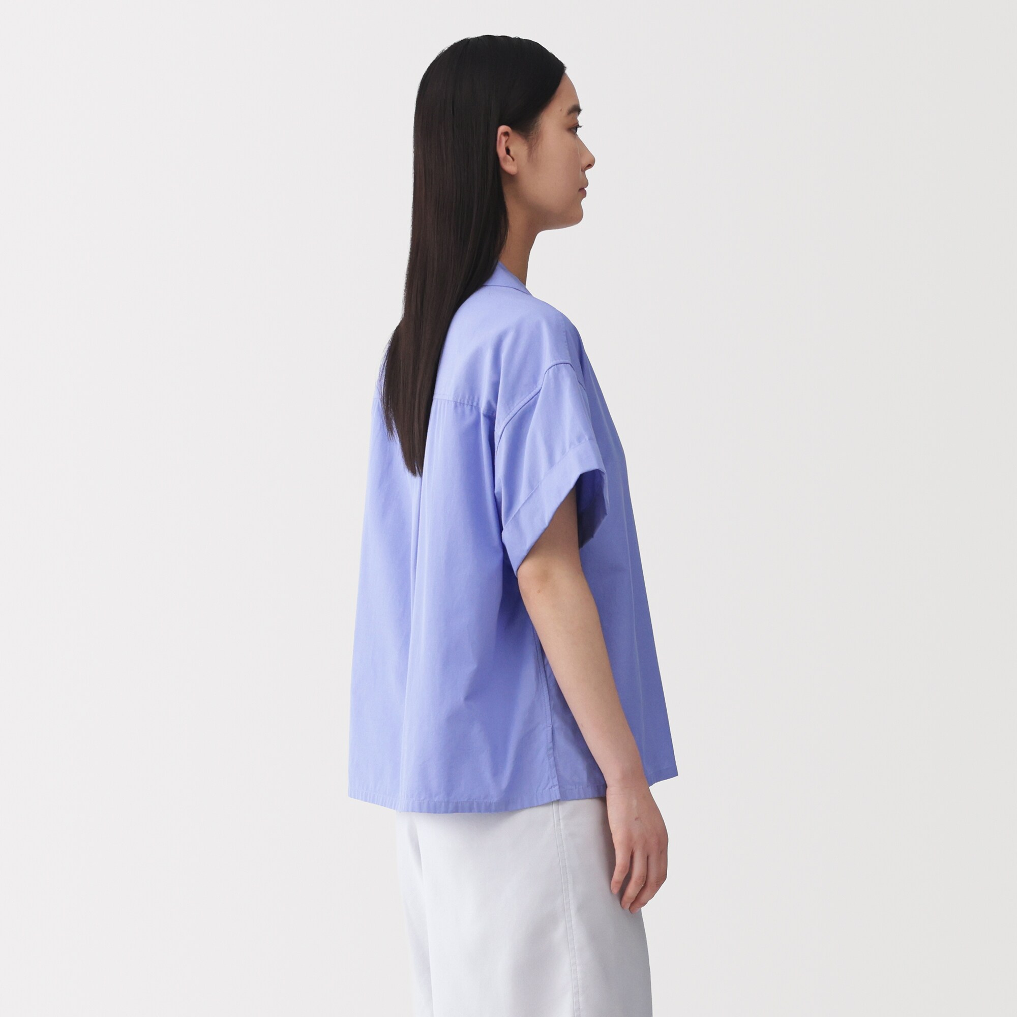 婦人　ポプリン半袖シャツ