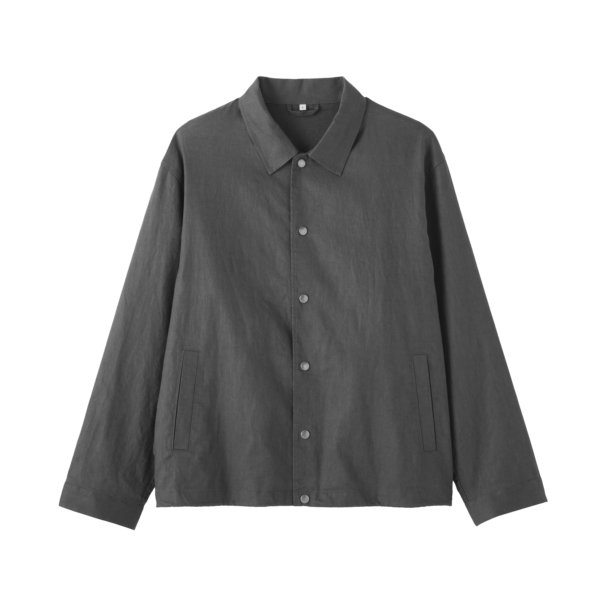 MUJI Labo 太番手リネン ドローストリング　ジャケット　L グレー 紳士 太番手リネンドローストリングジャケット | 無印良品