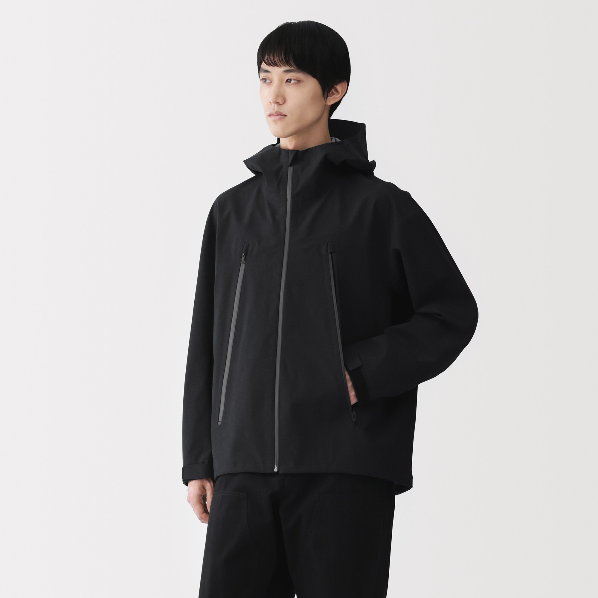 紳士　透湿撥水コットンナイロン　フードブルゾン
