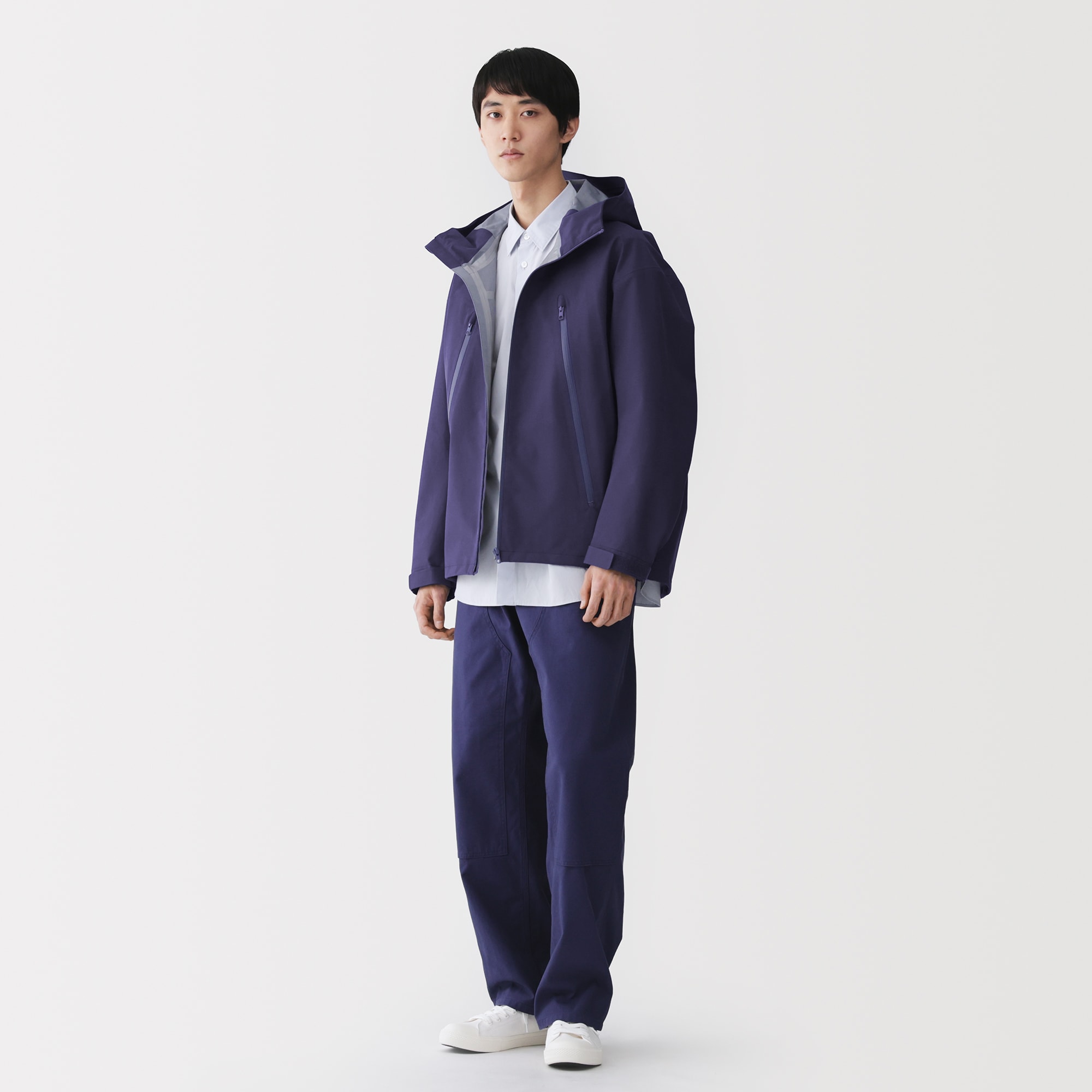 定価¥16500 ichi コットンナイロンポプリン フードジャケット 新品 Jih Nunc（ジーヌンク） ナイロンジャケット mj10141- 裏ボアナイロン