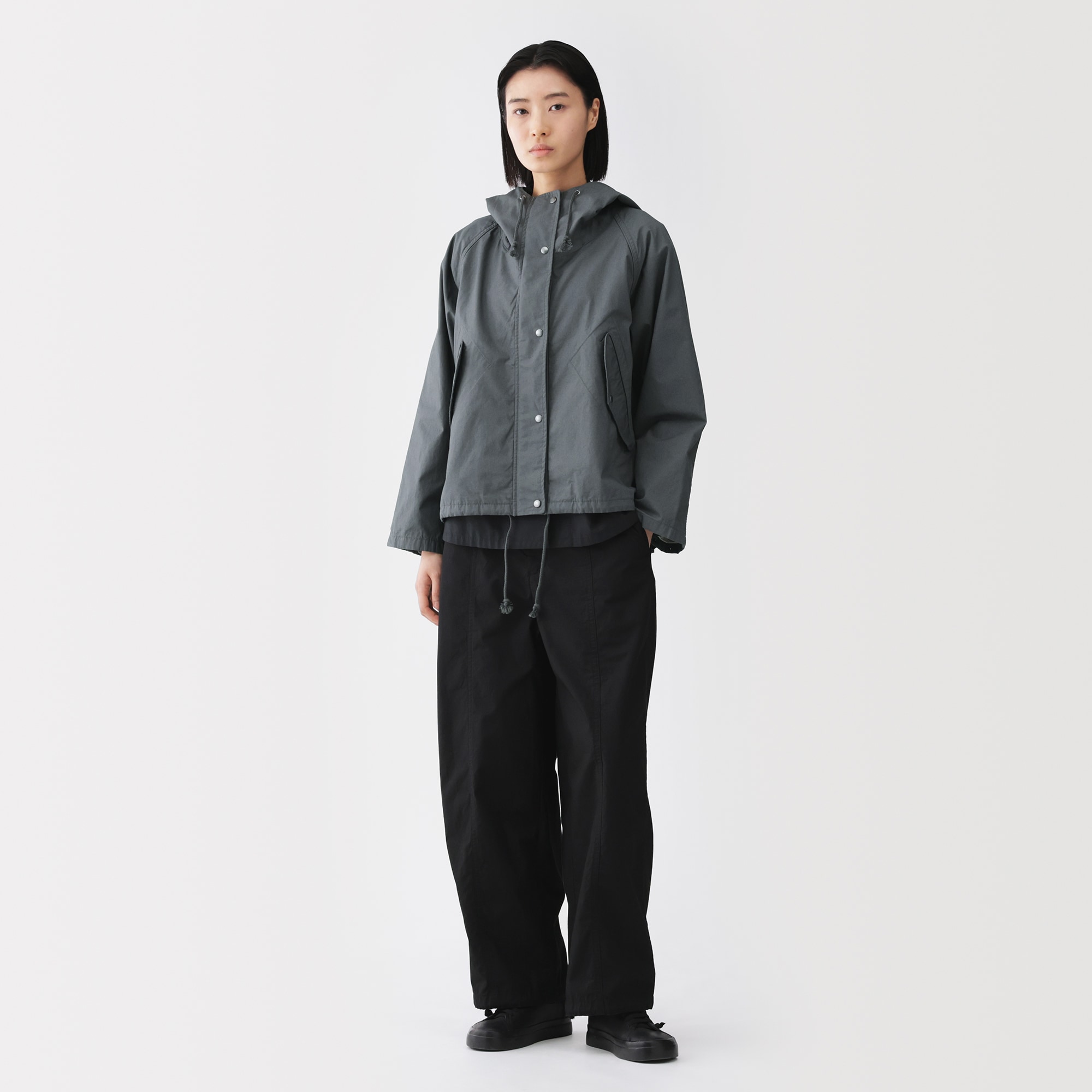 婦人　コットンライトキャンバス　フードブルゾン