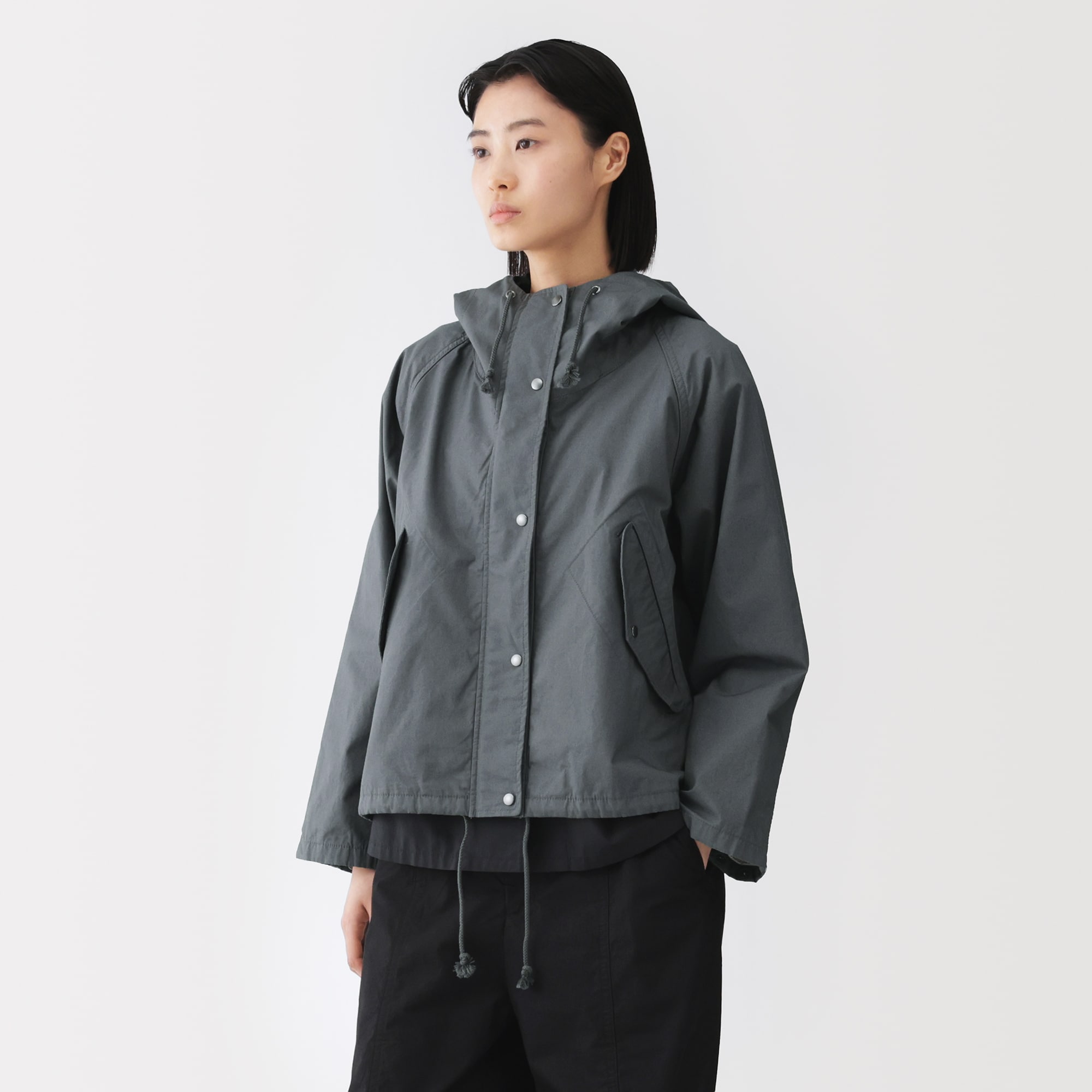 婦人　コットンライトキャンバス　フードブルゾン